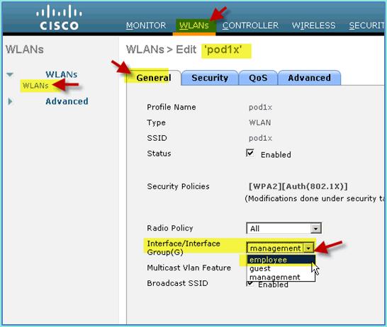exercise. 2. Change the Interface/Interface Group to Employee, then click Apply. 3. If configured properly, a device receives an IP address from the employee VLAN (10.10.11.