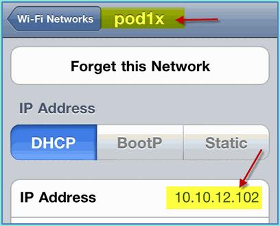 This example shows an ios device that gets a new IP address. 6.