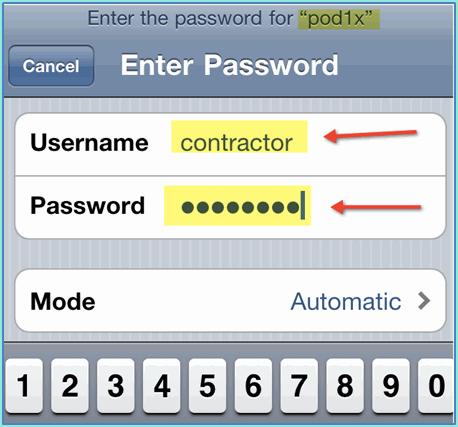 credentials: Username: contractor Password: XXXX 7.