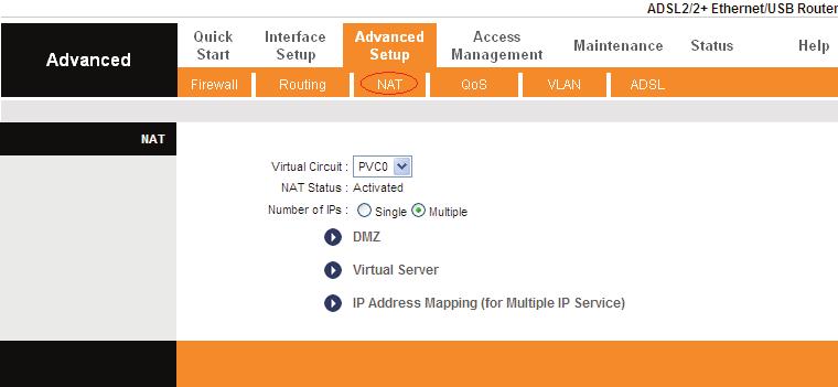 4.4.3.3. IP Address Mapping Choose Advanced Setup NAT, select Multiple in Number of IPs. Click IP Address Mapping, then you can configure the Address Mapping Rule in Figure 4-20.