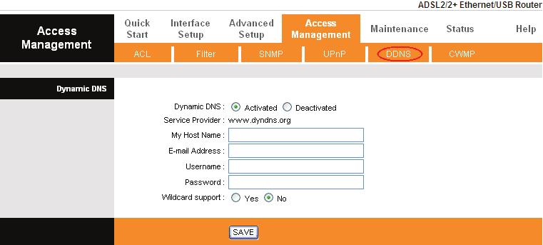 4.5.5 DDNS Choose Access Management DDNS, you can configure the DDNS function in the screen (shown in Figure 4-34). The router offers a Dynamic Domain Name System (DDNS) feature.