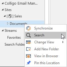 In the Search popup, enter your search term(s), then click Search. Search results will be displayed in the lower portion of the popup.