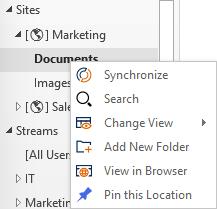 For details, refer to the Remove a SharePoint Site section. Change View allows you to change the SharePoint view. A list of available views is displayed when this option is selected.