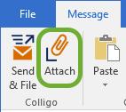 Sharing content in an email To share content in an email: 1. Click the Attach button on the Outlook ribbon. 2.