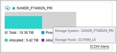 It also provides additional details of any storage system on a mouse over as shown below: Storage System Name of the storage system Storage Pools List of Storage Pools whose