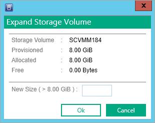 Storage Volume Name of the Storage Volume Provisioned Current provisioned capacity of the Storage Volume Allocated Current allocated capacity of the Storage Volume. Free Free/available capacity.