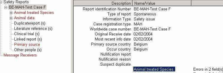 Now select the field Animal treated Species, and enter The following screen, containing two fields Species (Code) and Species (Text) is displayed.