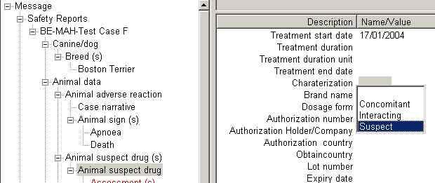 Then click on New animal suspect drug to input the information for the suspect drug (s); this section is also repeatable, to