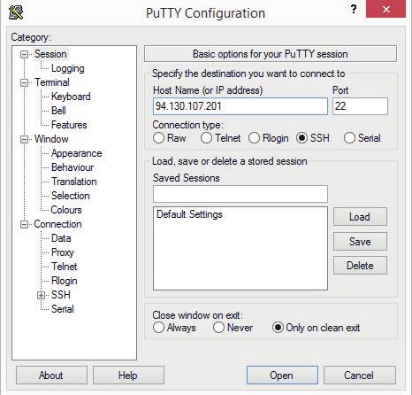 #3 Download PuTTY here http://www.putty.org/, install it then run it. Fill the Host Name field with your server s IP.