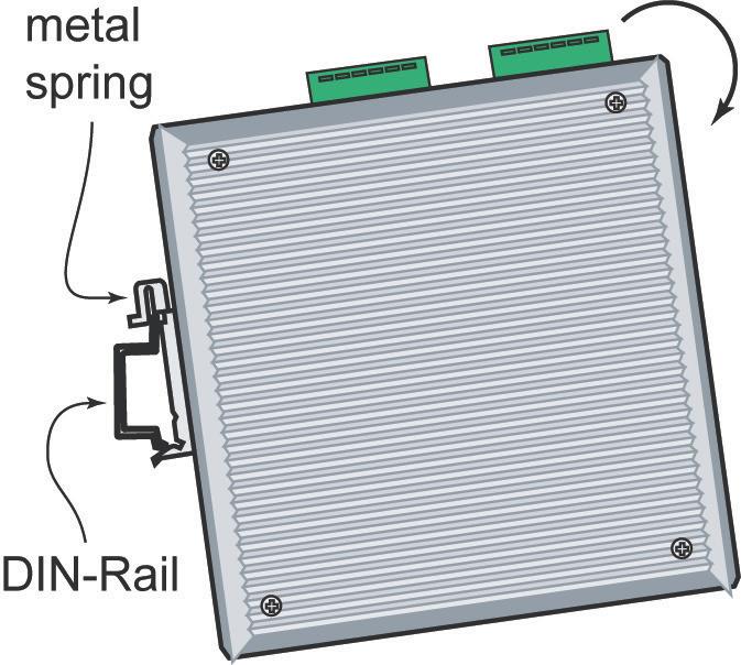 DIN-Rail Mounting The aluminum DIN-Rail attachment plate should already be fixed to the back panel of the EDS-505A/508A when you take it out of the box.