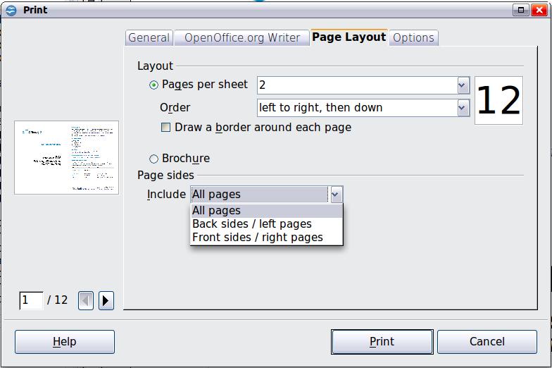 Figure 4: Printing multiple page per sheet of paper 2) In the Layout section, select from the drop-down list the