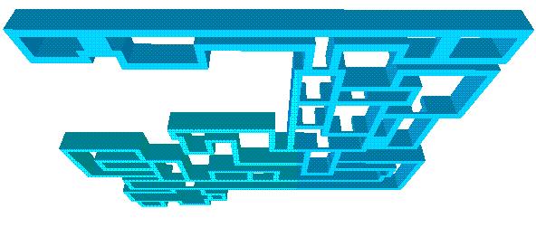 The maze consists of several rooms, which are connected to each other through hallways. Some rooms contain objects like locks and keys, used by the agent in order to exit the maze.