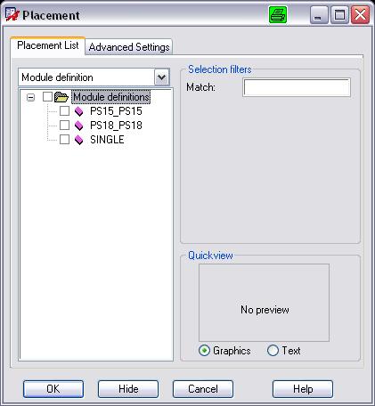 Enable AutoNext Disable and AutoHide. Change to Placement List tab and select Module definition.