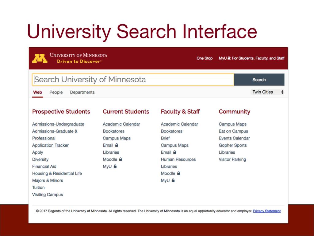 Now I want to switch gears and talk about the U s search for a minute. We are about to launch a new search interface to University.