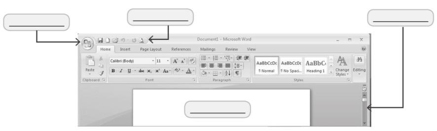 2. Microsoft Office Button Quick Acess Toolbar Scroll bar