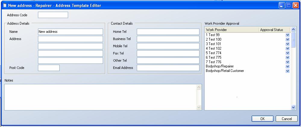 2. Enter the address details and click OK. To edit an existing address 1. Select an address and click Edit. The Address Template Editor screen is displayed. 2.