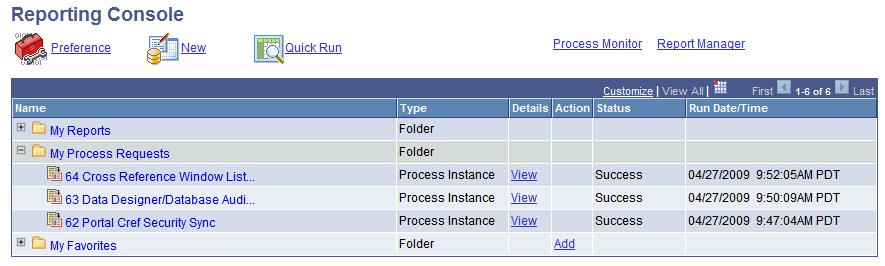 My Reports folder The View link next to the report will display the report instance details.