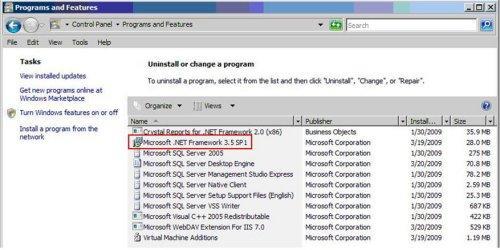 Figure 9 Install Microsoft.NET Framework 3. Install and allow the WebDAV component on the Windows 2008 server if HTTP should be used to push the files coming from MPS, MIPA, MPC, or DTM.