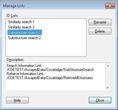Mark compounds from the list Copy a list Select all identifiers in a list Invert the selection in the list Remove identifiers from the list In the list, select the desired identifiers.