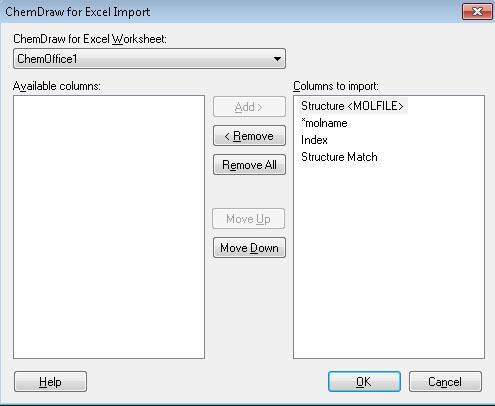 Note: If the selected file is found to contain standard Excel Worksheets in addition to ChemDraw for Excel Worksheets, you will be prompted if you want to continue to import the ChemDraw for Excel