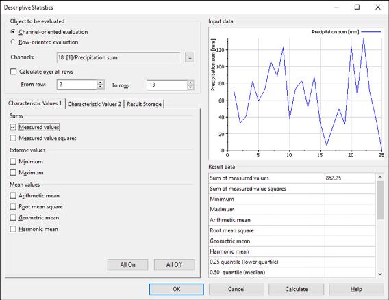 Figure 4-1. Precipitation Summation in Sections Getting Started with DIAdem 7. Click OK to calculate the sum and to close the dialog box.