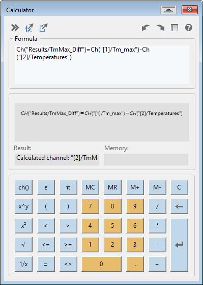 Figure 4-5. Calculating Formulas with the Calculator Getting Started with DIAdem 3. Click <Enter> and close the dialog box with the red window button.