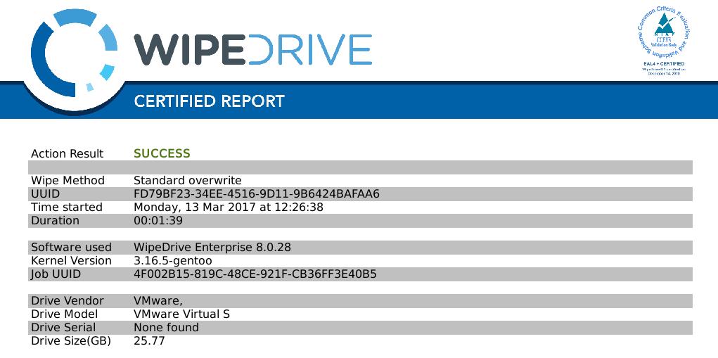 WipeDrive Enterprise Versin 8, March 31, 2017 BOOTABLE REPORT WipeDrive includes the ptin t lg a btable reprt t the hard drive. The reprt is then accessed by bting t the hard drive itself.