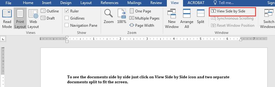 viewed in two pages. o Print Layout: This is the default screen in which documents are viewed on the screen.