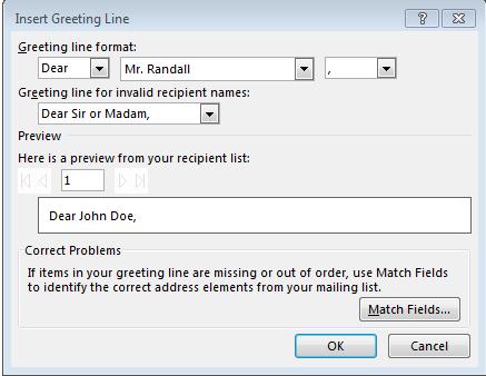 Step 9: Write your letter, position your cursor in front of the name of the recipients and click