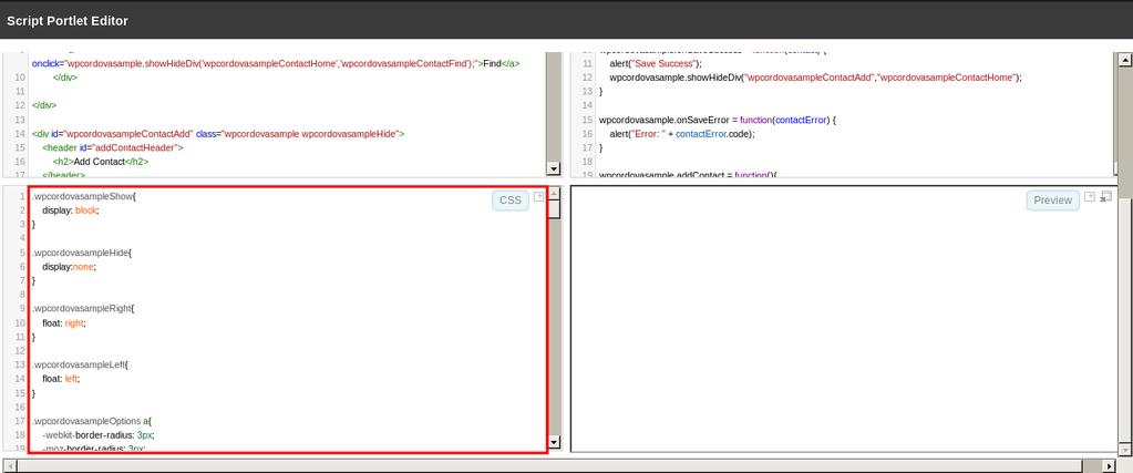 Script Portlet Editor (the top right-hand side panel), as shown.