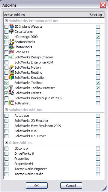 g) Additional Features Add Ins Add Ins are extra software packages that are used within SolidWorks. The add ins supplied depend on the version of SolidWorks bought- Standard, Professional and Premium.