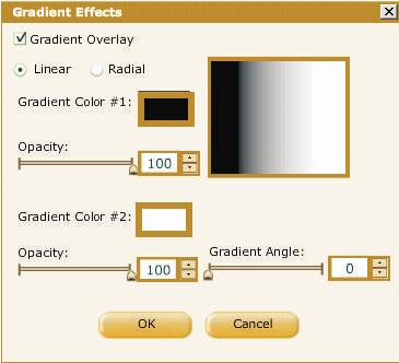 8 Applying Effects 8.1 Applying Gradient Effects a. Select the text object or symbol by clicking on it. b. Next, click the Gradient button from the Effects toolbar.