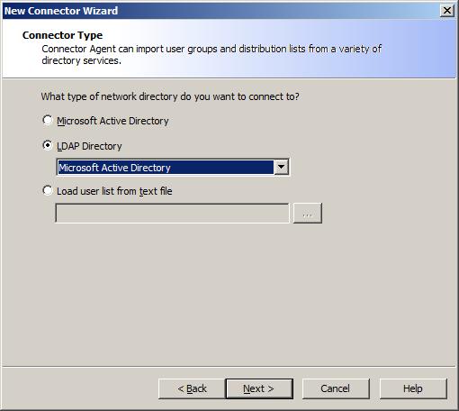 4. Create a new connector, and specify a LDAP directory of type Microsoft Active Directory. 5. Enter the Azure LDAPS IP address.