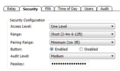 8. Configuring an EK6 Reader (cont d) Security Tab a. Access Level Sets single or multi-level user access to the reader. Options are: i.