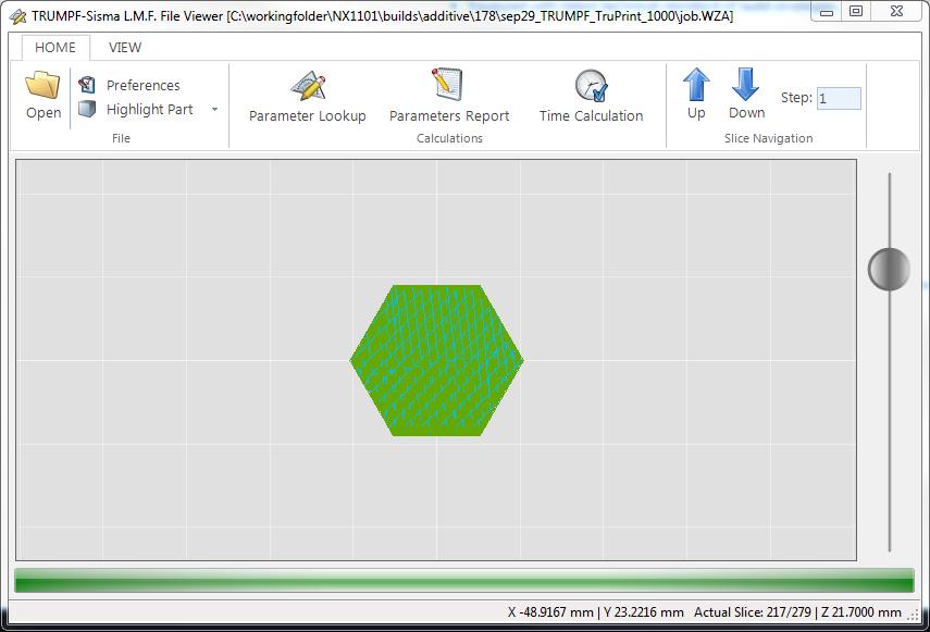 NX 11.0.2 Fixed Plane Additive Manufacturing Help Version #1 46 View Slices If supported, use the View Slices command to view slices and hatches with the slice viewer.