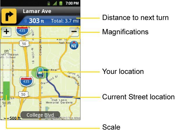 4. Follow both the on-screen and audio directions. To receive turn-by-turn directions (2D): 1. Tap > > TeleNav GPS Navigator > Drive To > Address.