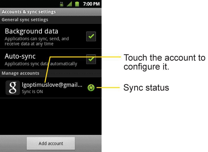 For some accounts, syncing is two-directional; changes that you make to the information on your device are synchronized with the accounts on the Web or computer.