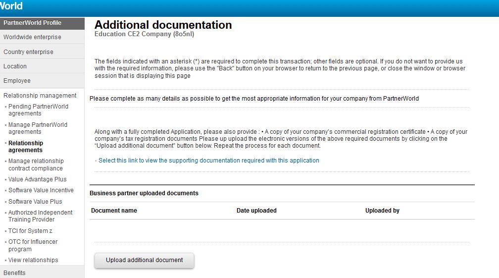 Additional Documentation You may click on upload button to add one or