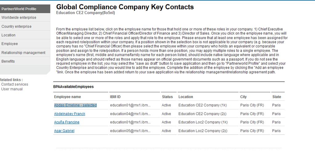 Global Compliance Once you have clicked on the person