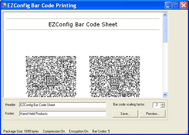 Information at the Bottom of Tab Windows Field Package Size Compression On Encryption On Bar Codes Description Displays the total size of the bar code package. This number changes with simplifying.