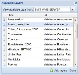 org:8080/geoserver/dataframe/wms) Click on Add Server and a list of