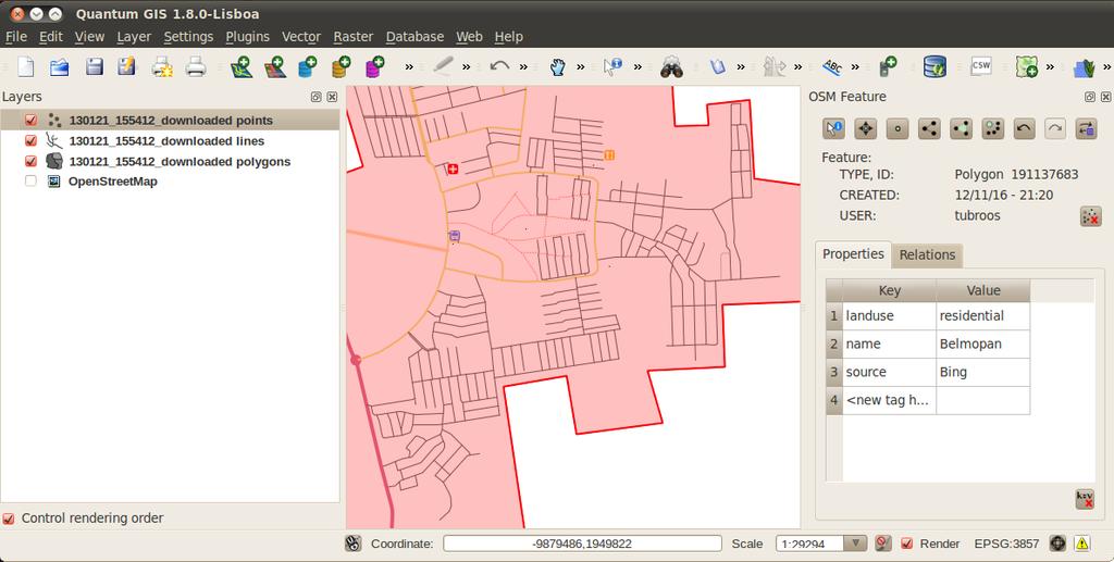 Integration with other open mapping initiatives: Open Street Map We see the downloaded