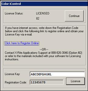 Right-click the Color icontrol icon and select Run as administrator c. The software will display a license screen with a Registration Code.