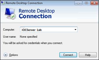 Logon to the server with a client (via Remote Desktop) a. Click Start b. Begin entering Remote Desktop Connection in the search window c.