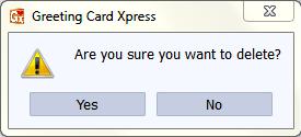 On the Select Greeting window (Image 3.2.3.2), select the size you need to delete and then click on to delete it. Image 3.2.3.2: The Select Greeting window A dialog box asking if you are sure you want to delete it appears on the screen.
