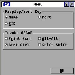 To access the Menu dialog, from the Main dialog box ("Accessing the Main dialog box" on page 30), click Setup>Menu. The Menu dialog box appears. Selecting the display order of servers 1.