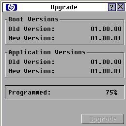 The Upgrade dialog box appears. The status of the upgrade appears in the Programmed area.