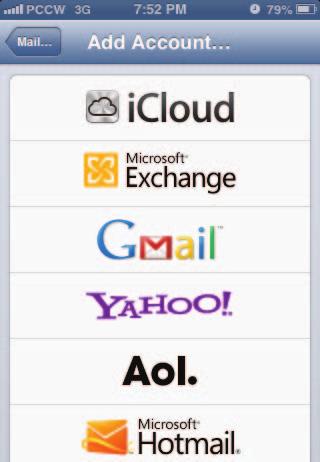 5. Email Account Setting If you need to set up other email accounts, such as Hotmail
