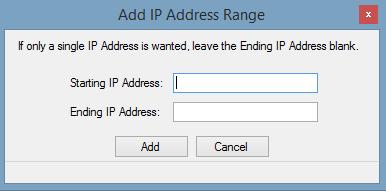 Select Add to add a range of external IP addresses to the scan.