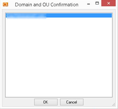 Select the OK button to confirm the Domain and OUs you have